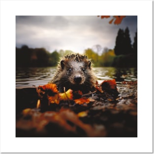 Hedgehog in leaves Posters and Art